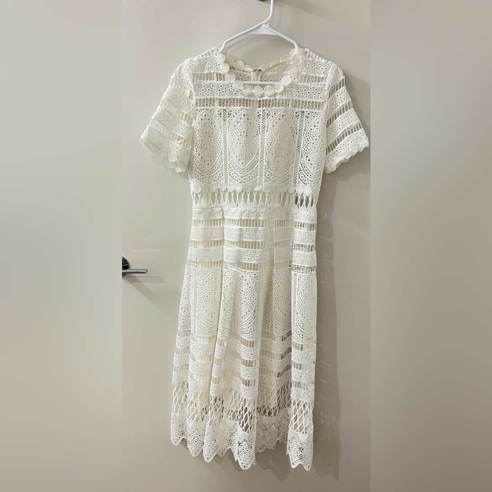 Sandro White Embroidered Lace Maxi Dress sz 3